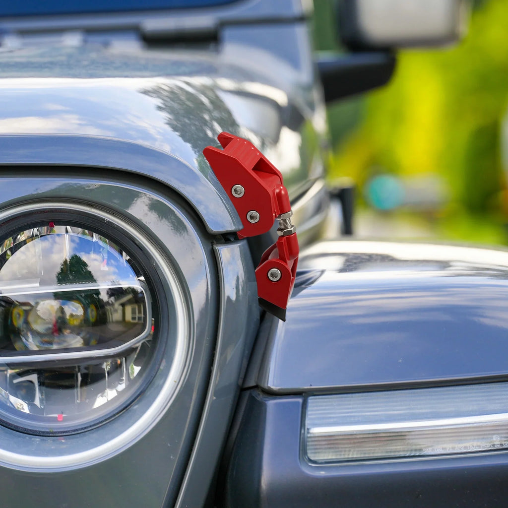 1 4 Hood 2 Red Unique Pair Jeep & Locking Latches Door Door for Wrangler Hood Catch JK Fit Bargains Unlimited Front