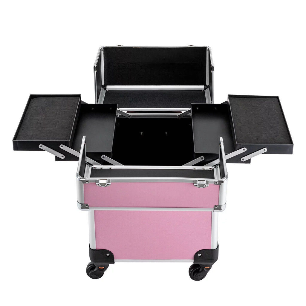 Makeup Cosmetic Trolley Large Adjustable Barber Organizer Miumaeov Personal Case Dividers for Travel Salon Care Cosmetic Professional Train Case Case Beauty Storage Rolling