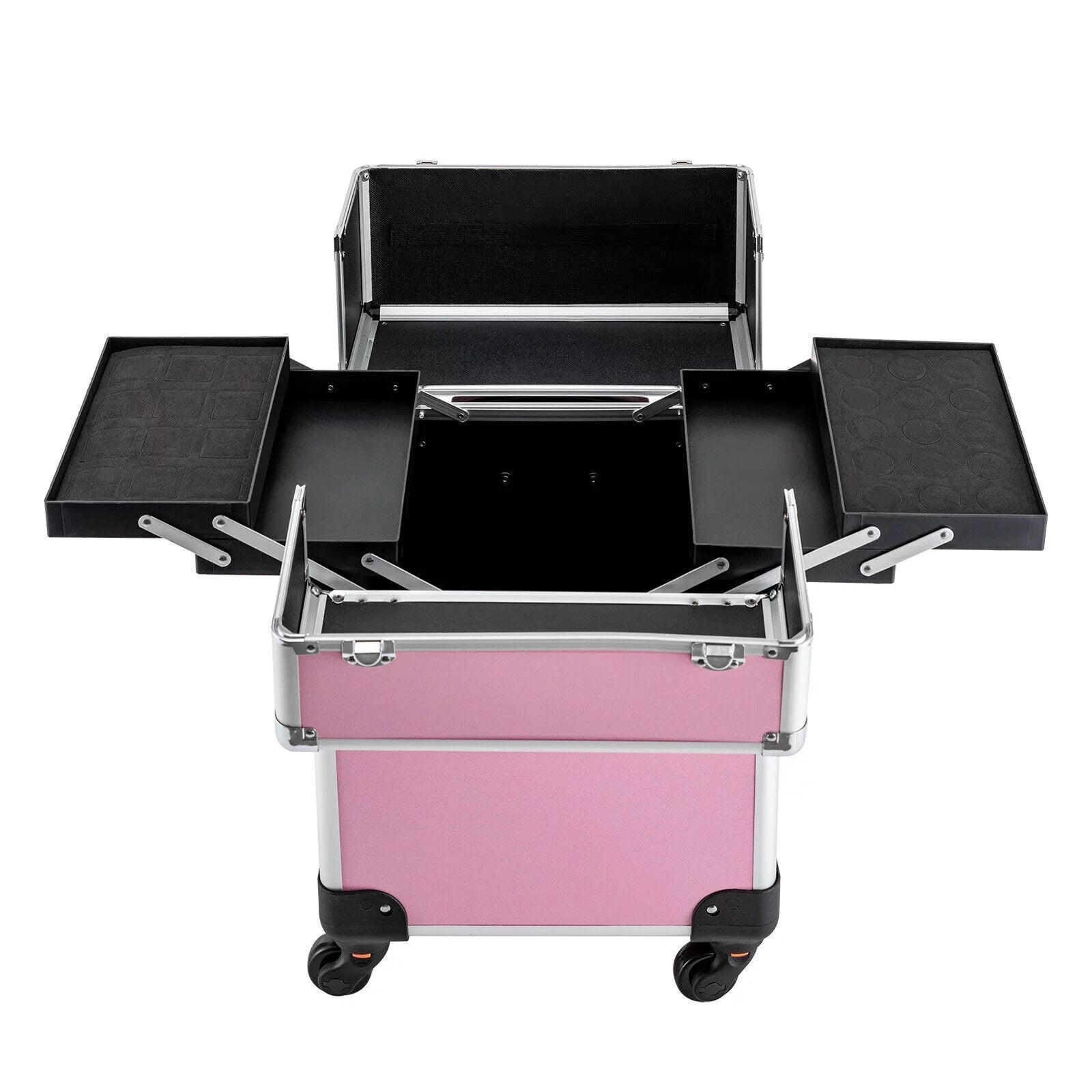 Makeup Cosmetic Trolley Large Adjustable Barber Organizer Miumaeov Personal Case Dividers for Travel Salon Care Cosmetic Professional Train Case Case Beauty Storage Rolling