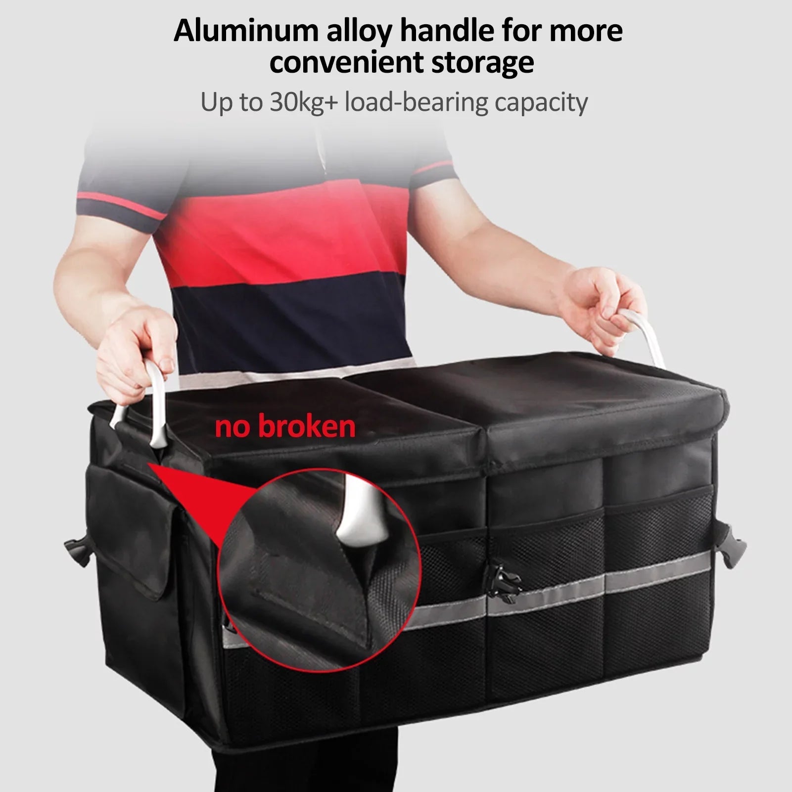 Cargo Oxford Folding Capacity, Car Strip, with Andoer Box Storage 55L Automotive Trunk Organizer Organizer, Cloth Reflective
