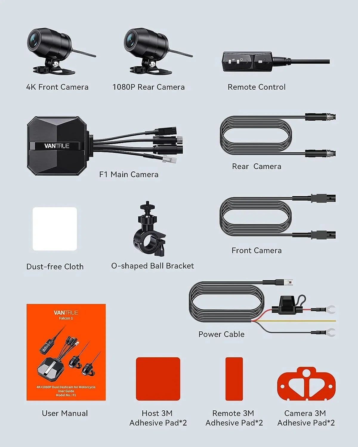 Card) (4K 1080P) Dashcam F1 | 4K GPS | Parking Motorcycle Mode WiFi (No SD Vantrue +