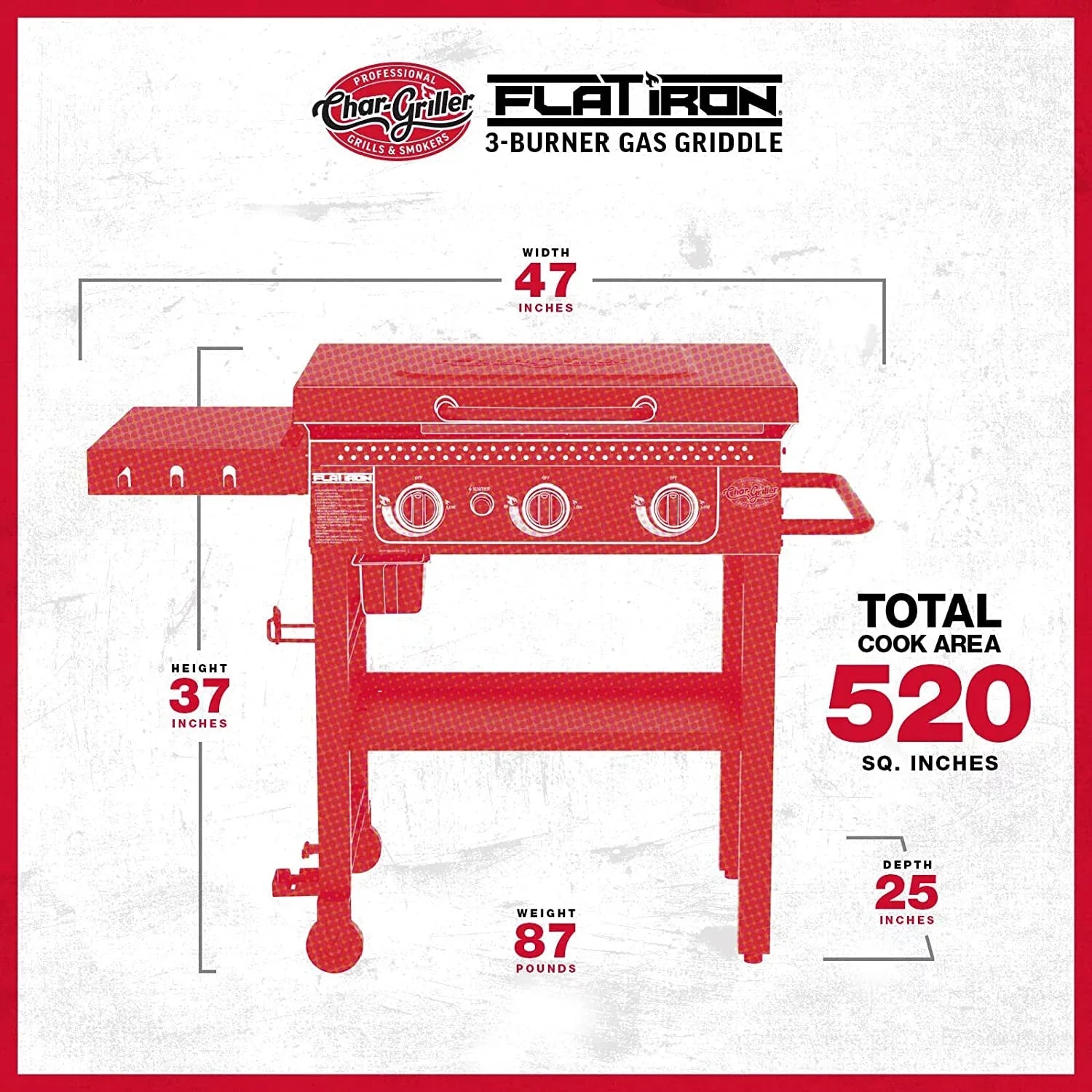 Iron Burner Griddle Char-Griller 3 Flat