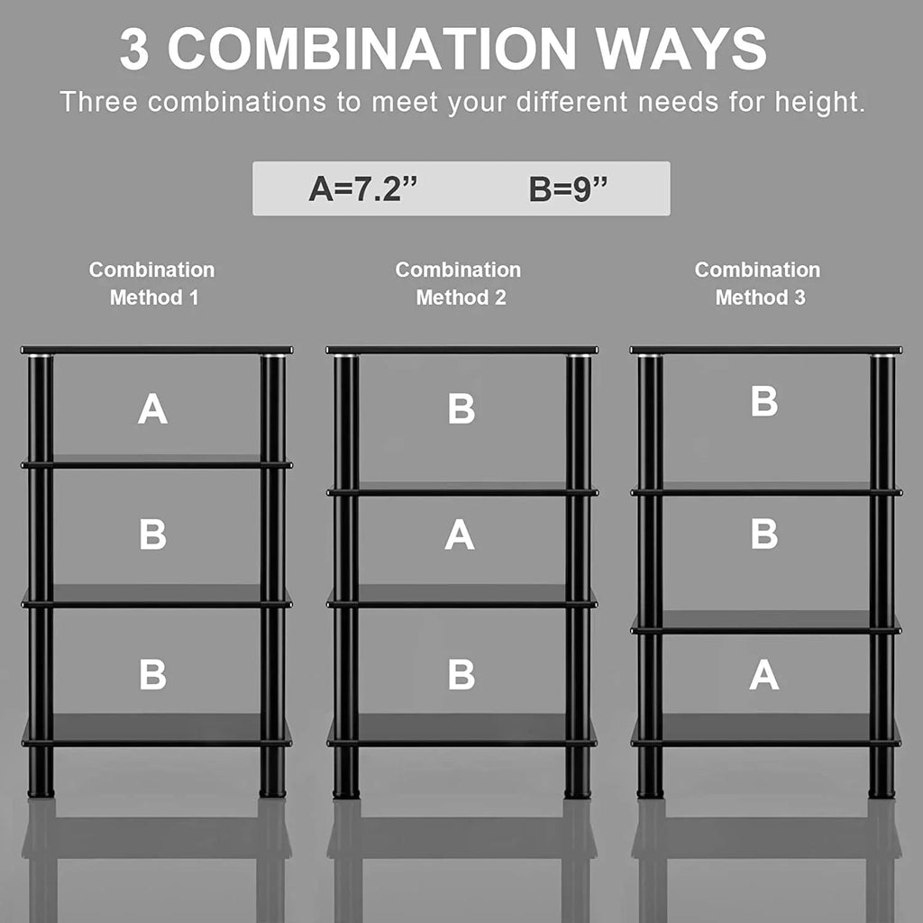 Compontent Tempered Media Shevles TV, Gaming Video Consoles, 4-Tiers Component, Tower Device Stand for TV Glass Media Streaming
