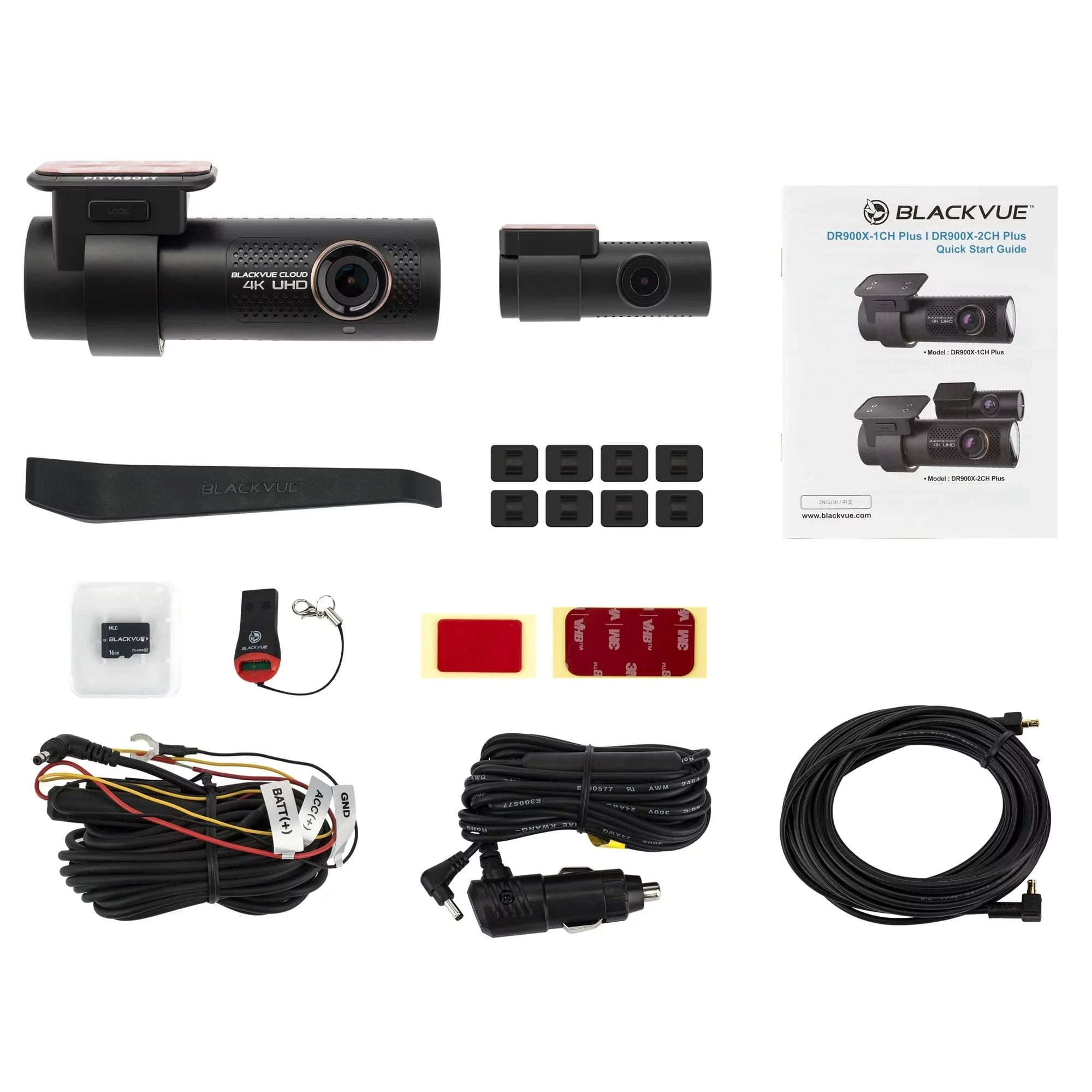 DR900X-2CH (Refurbished) lb with BlackVue 64GB Dashcam Cloud 1.5 Restored Plus Card microSD