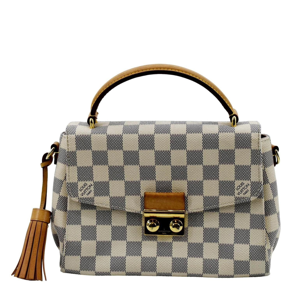 White VUITTON Damier Crossbody Croisette Pre-owned LOUIS Satchel Bag Azur