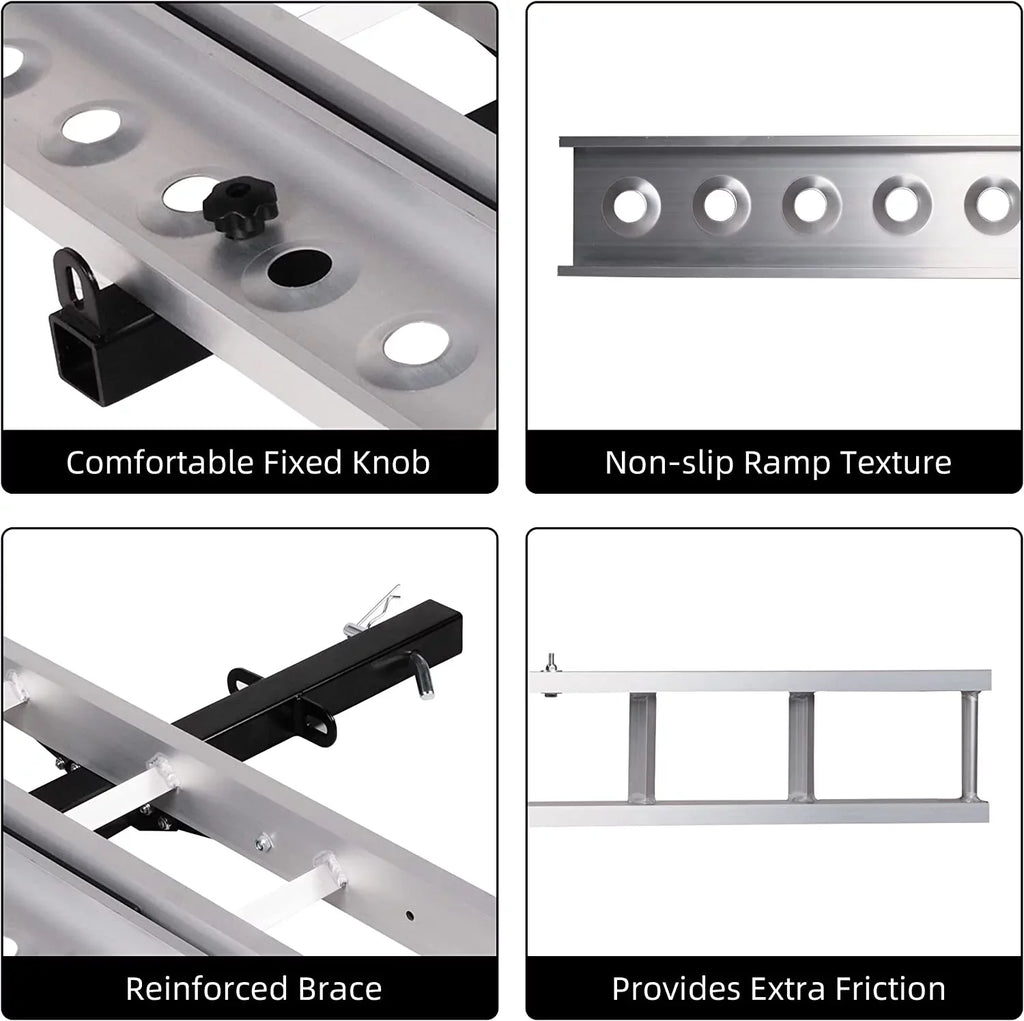 with Carrier Hitch Motorcycle Rack Hitch-Mounted 2" Dirt Carrier Aluminum Scooter Hauler Loading Ramp, receiver Trailer Bike Motorcycle