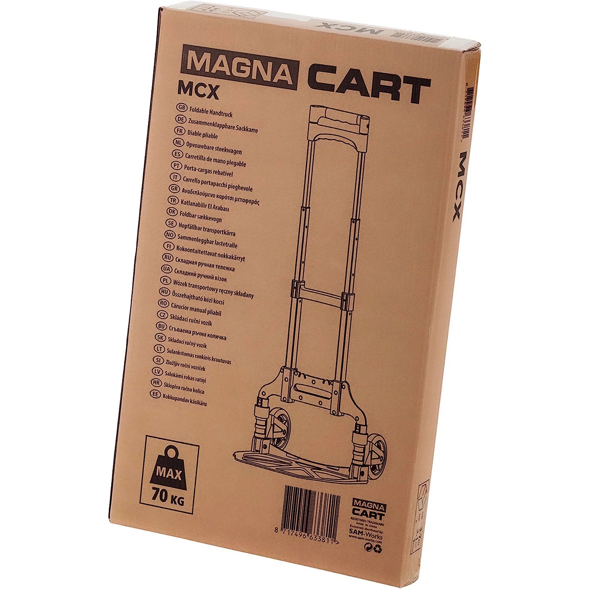 Personal Pack) Hand with Folding Wheels, Rubber Magna (3 MCI Truck Cart