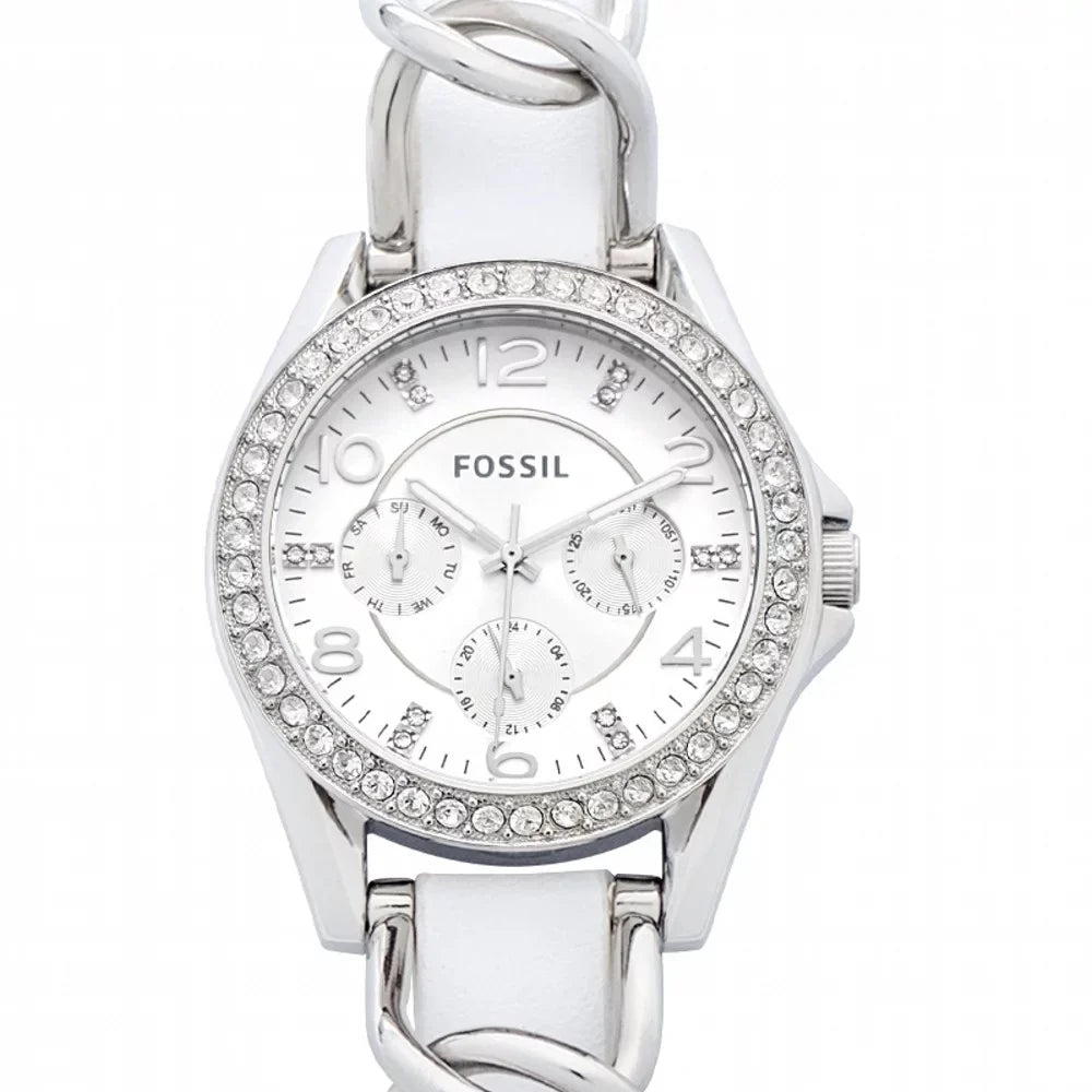 Fossil Display Quartz Analog Analog Riley White Women's Watch 38MM ES3463