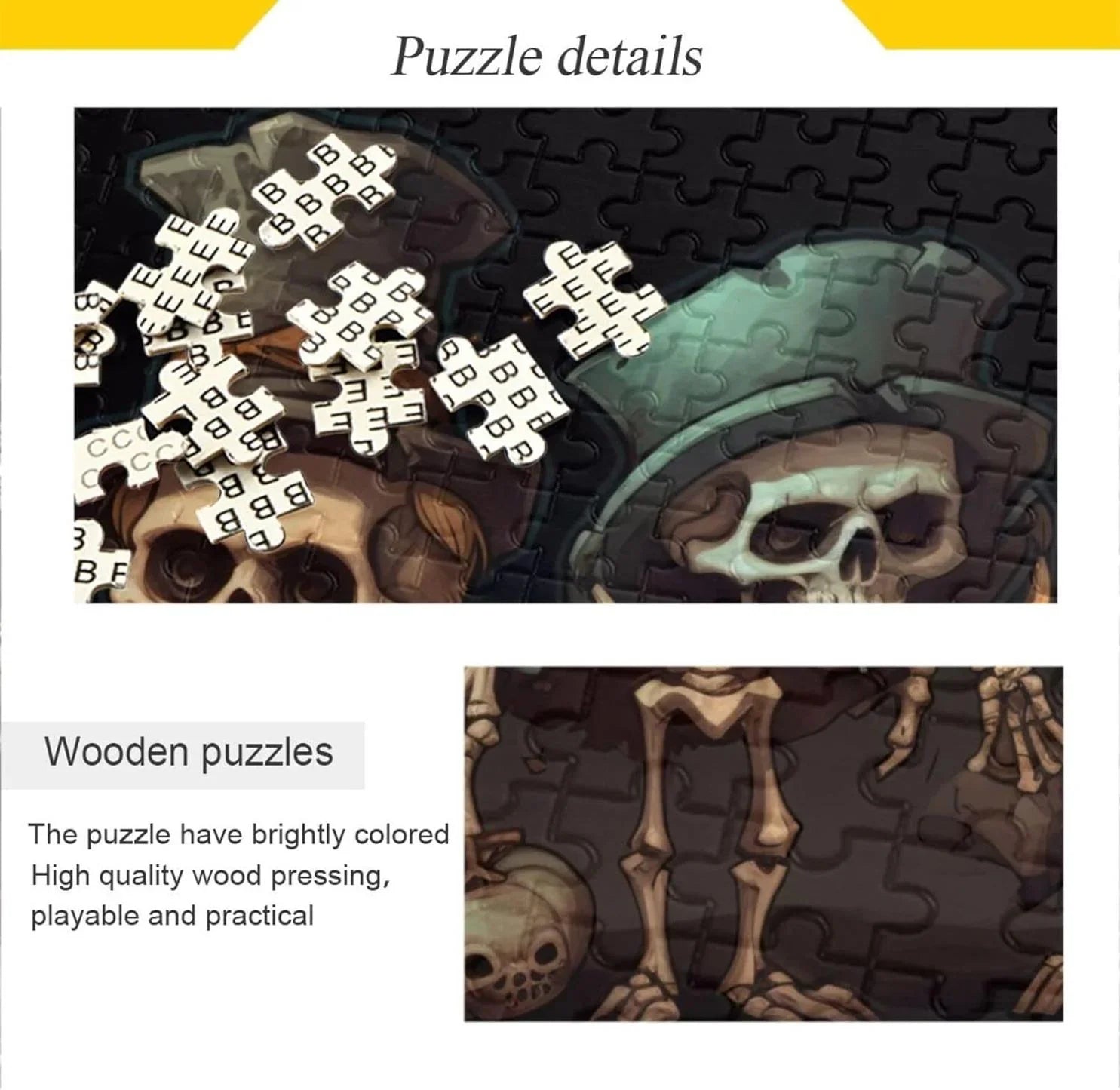 Print, for Puzzle Zigsaw Jigsaw Challenging Bag, Wooden Partition PCS 500 Alphabet Dreamtimes with Kids Adults, Storage Skeleton Friends Game Gift Brain Parents Halloween Exercise Family for Puzzle