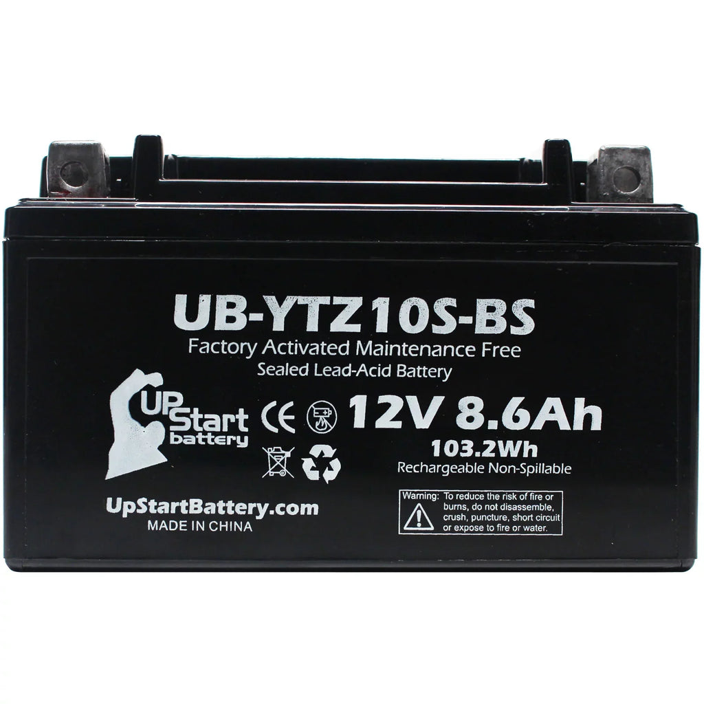 2005 YZF-R1 Yamaha Maintenance Motorcycle UpStart 4-Pack Battery - 12V, 1000CC Battery UB-YTZ10S-BS Free, Activated, Replacement Factory 8.6Ah, for