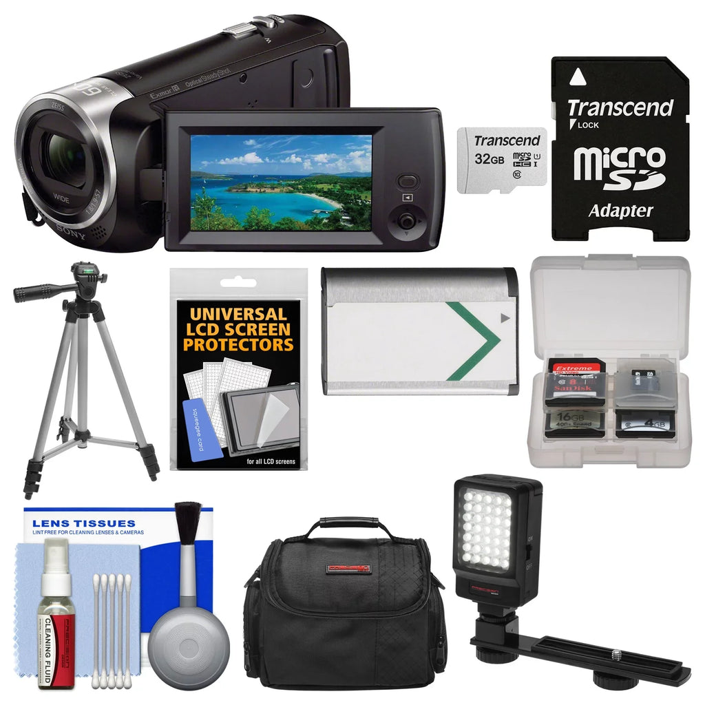 '+ + 1080p LED with Video + Camcorder 32GB Case HDR-CX405 Kit Camera Battery Tripod Card Light Handycam + HD + Sony