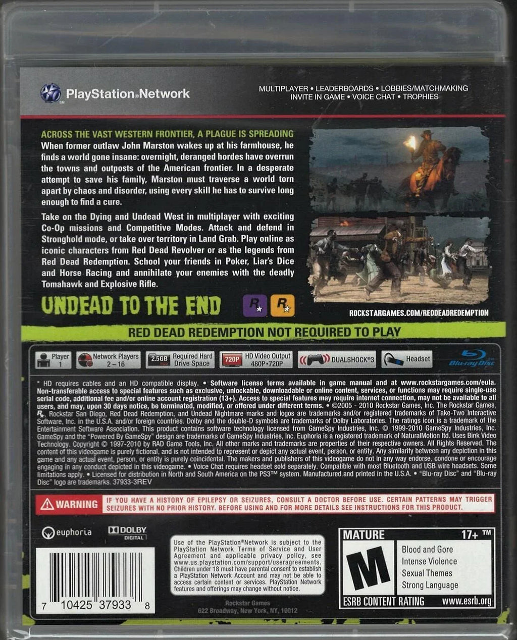 Red Redemption: Sealed (Brand Version) Dead Factory Nightmare US Undead New PS3
