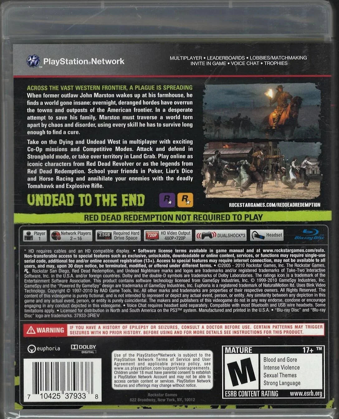 Red Redemption: Sealed (Brand Version) Dead Factory Nightmare US Undead New PS3