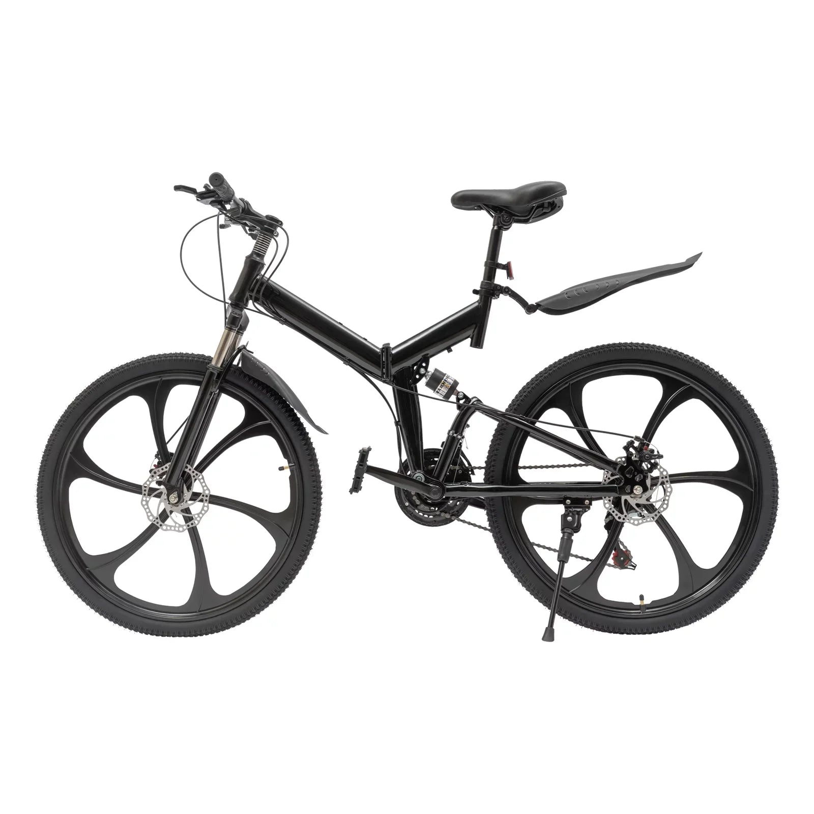 26" Mountain & Double Height Frame Steel Women for 21-Speed Disc Adjustable Bicycle Shifter Men Bike, Brake Black Folding City