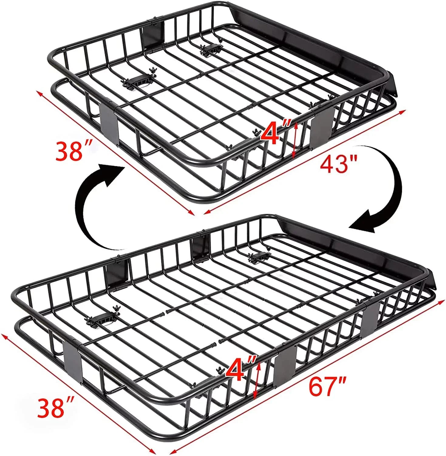 Steel Car 39" Basket Roof Holder 250LBS for Heavy Weight Extension Universal Top Capacity x HECASA Carrier x with 64" 6'' Travel Storage SUV Rack Cargo Duty Luggage