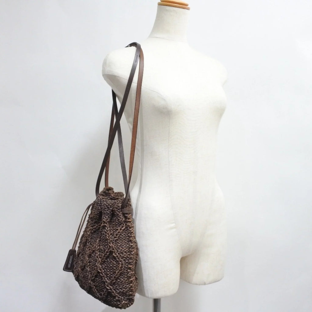 Leather Shoulder Bag Brown Chanel Pre-Owned (Good) Braided Mesh Women's