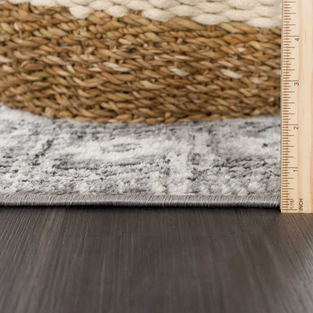 Persian Boho Collection Distressed 7'10" Grey, Traditional - Living Medallion Goksun - Beige - Pattern Vintage X Marash Bedroom, Indoor Rug - Room, Area 10' Oriental