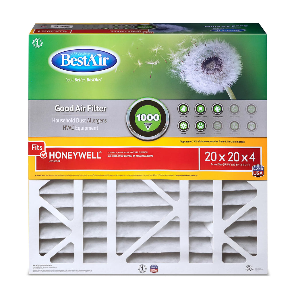 8 20x20x4 BestAir Furnace 1000 HW2020-8R Filter Honeywell Series MERV