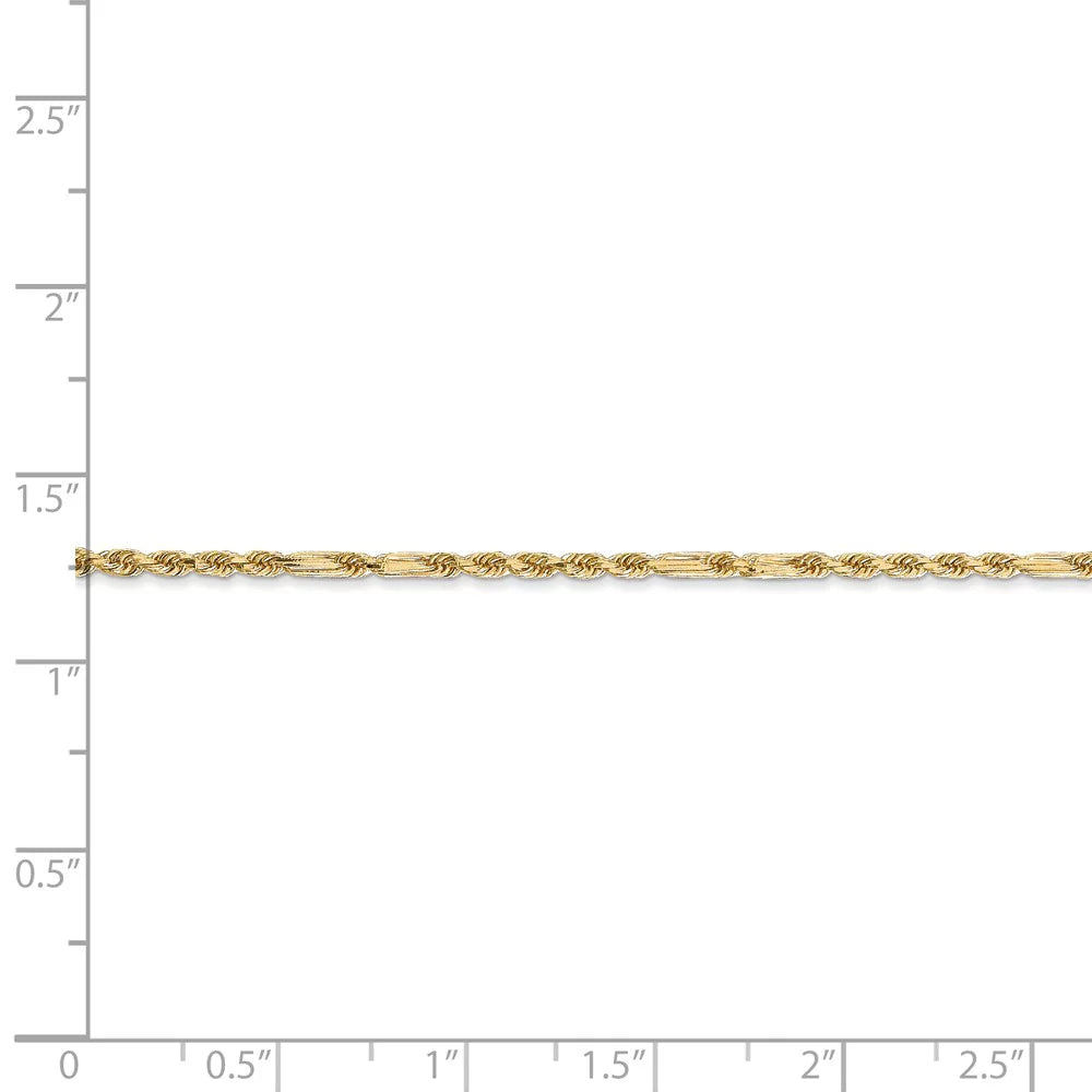 and Chain Gold Yellow inch; Teens; Women Men Bracelet; Chain Cut 1.8mm for 7 for Real 14kt Rope Diamond Adults Milano and