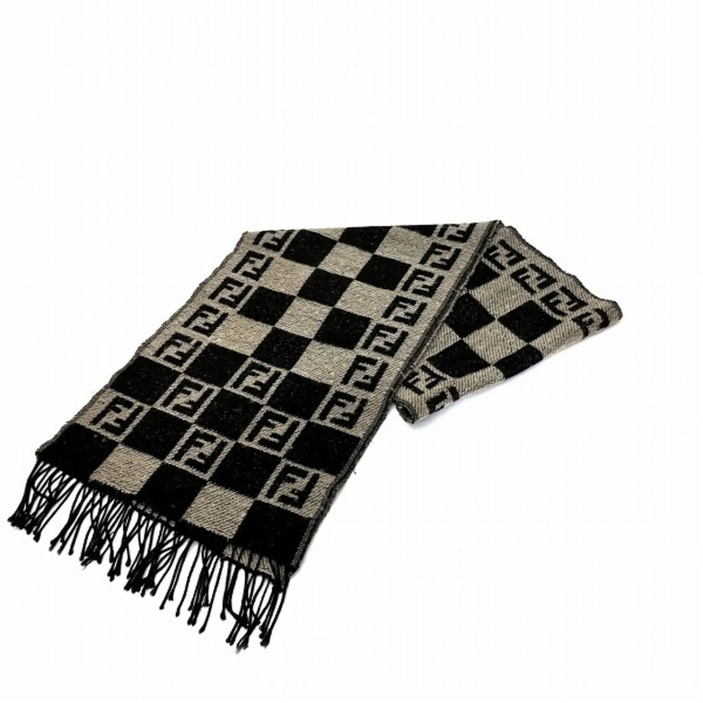 accessory block Pre-Owned men's scarf brand (Good) FENDI check Zucca fringe pattern