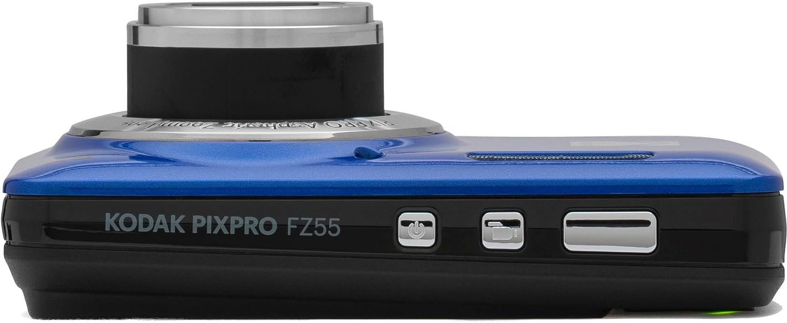 Digital + + Angle Wallet PIXPRO Reader Camera HD and + 28mm Full 16MP Card Cleaning 1080P + LCD Camera Memory Zoom 2.7" Blue 64GB Wide Kodak FZ55 Optical 5X Tripod Video Case Bundle +