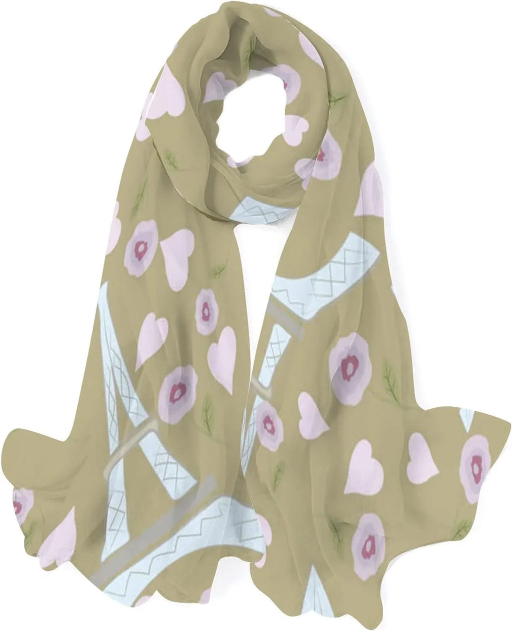 Scarf Eiffel Silk Neck Hyjoy Wrap Women Hearts Girls Scarves Long Tower Rose And Lightweight Shawl for