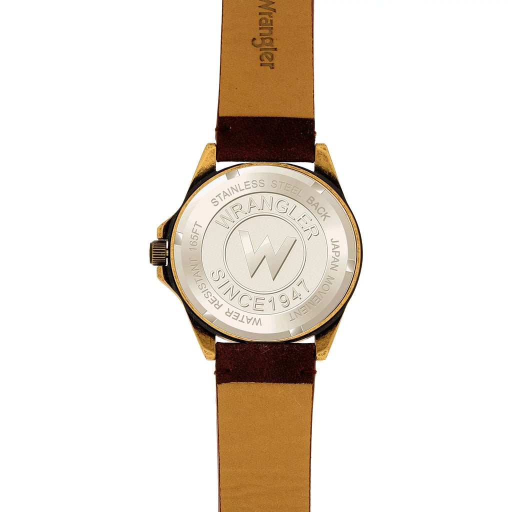 Wrangler Brown 48mm Strap Watch Black Dial,