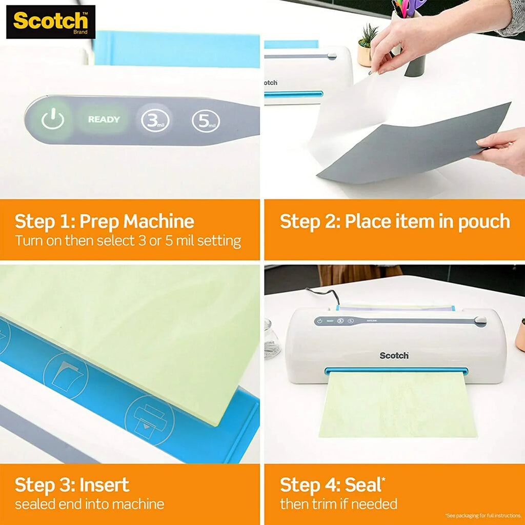 (TP3854-100) 11.4 Size Pouches, Scotch Letter 100-Pack, 8.9 Laminating x Thermal Inches, Sheets