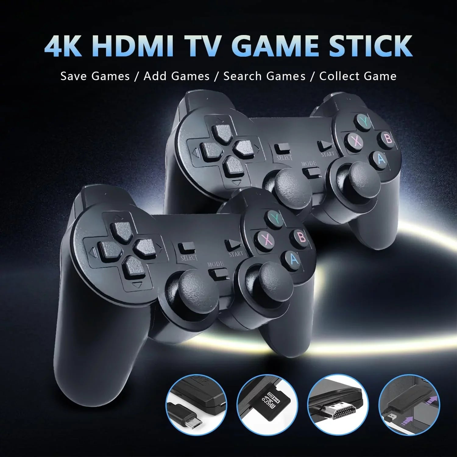 Emulators, Plug - Controller Classic 2.4GHz Retro Play(64G) and Wireless TV Output, Retro and Game 20,000+ for Stick with Games, Built-in Game 4K Games HD Console 9 Revisit