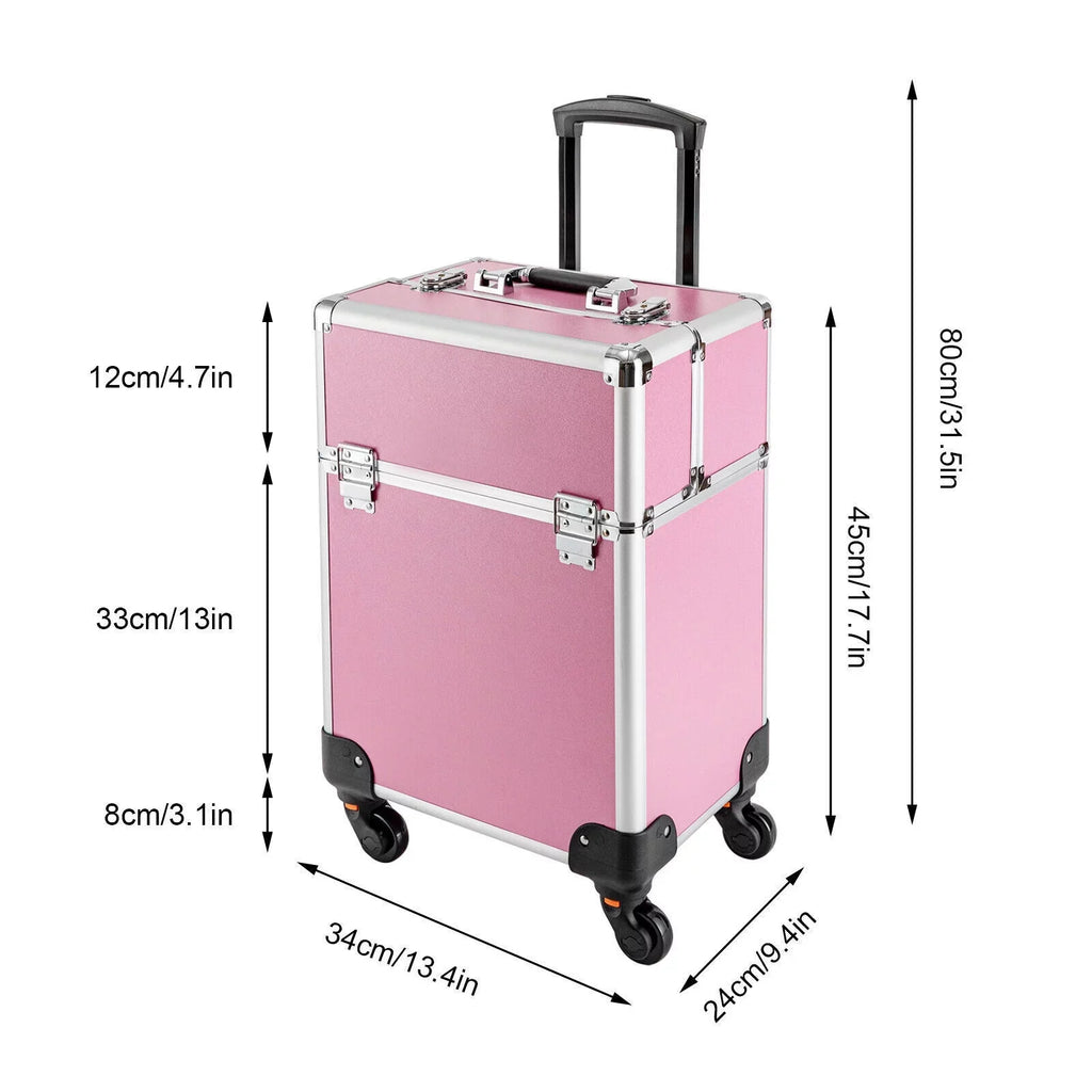 Makeup Cosmetic Trolley Large Adjustable Barber Organizer Miumaeov Personal Case Dividers for Travel Salon Care Cosmetic Professional Train Case Case Beauty Storage Rolling