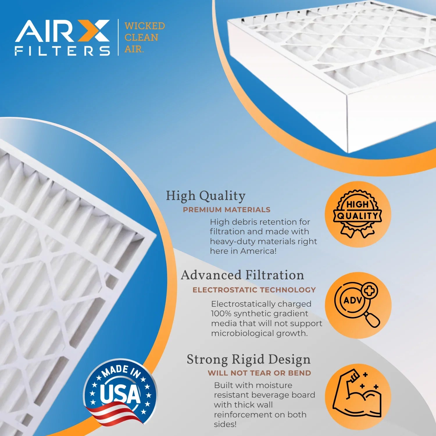 Made FC100A1029 Filter Furnace to MPR Filter Premium Single Filter 16x25x5 16x25x5 8 Air Honeywell 1 AIR. AIRX FPR 700 5 FILTERS USA Compatible Comparable EXPXXFIL0016 & by WICKED with MERV CLEAN