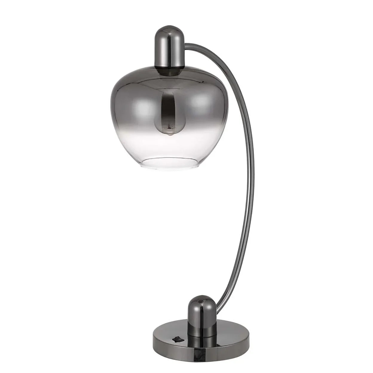 Rocker Table Switch Lamp With Metal Smoked Off 40W Shade On Brookline Arc Electoral And Plated Glass