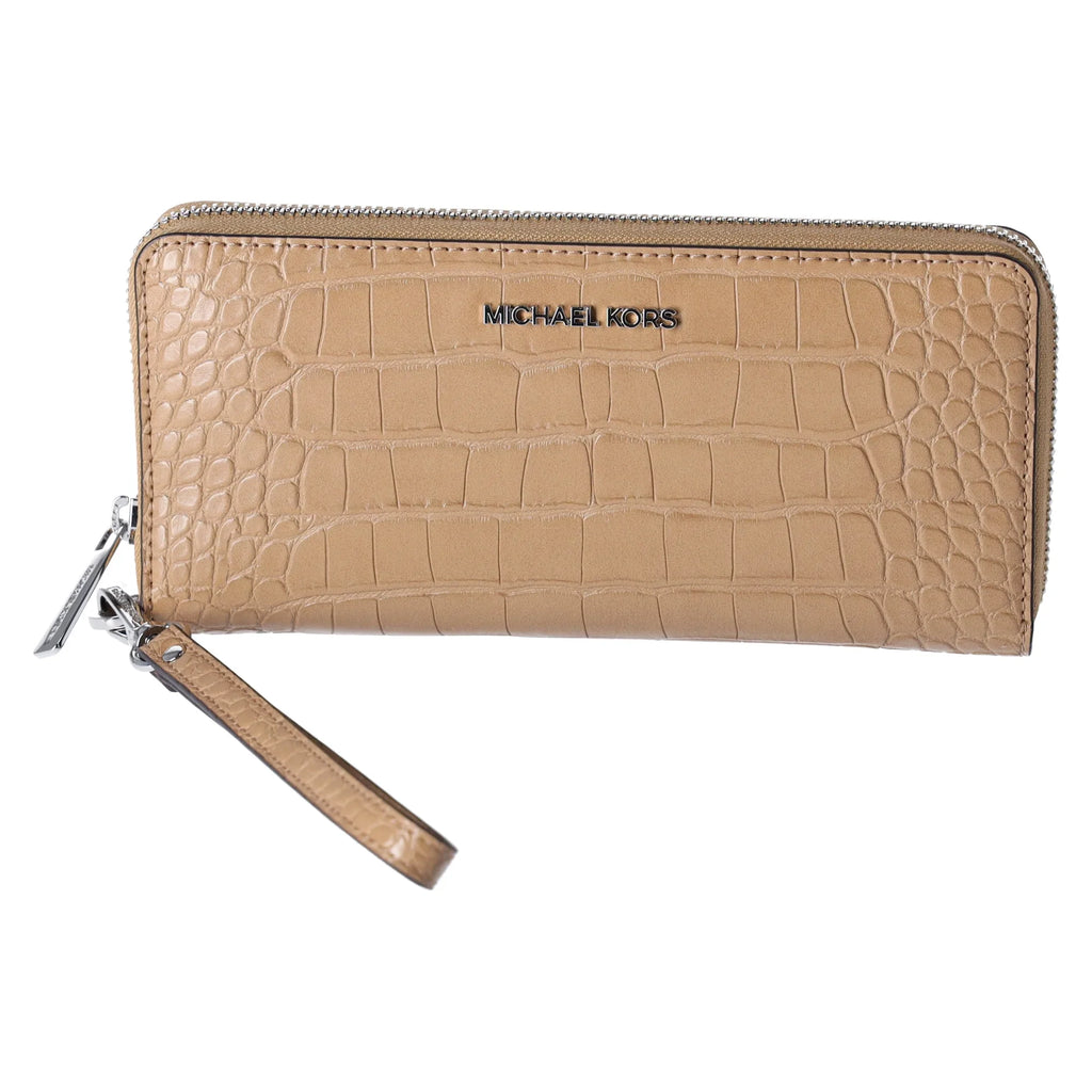 Camel Continental Large Michael Wallet Embossed Jet Kors Croc Travel Set