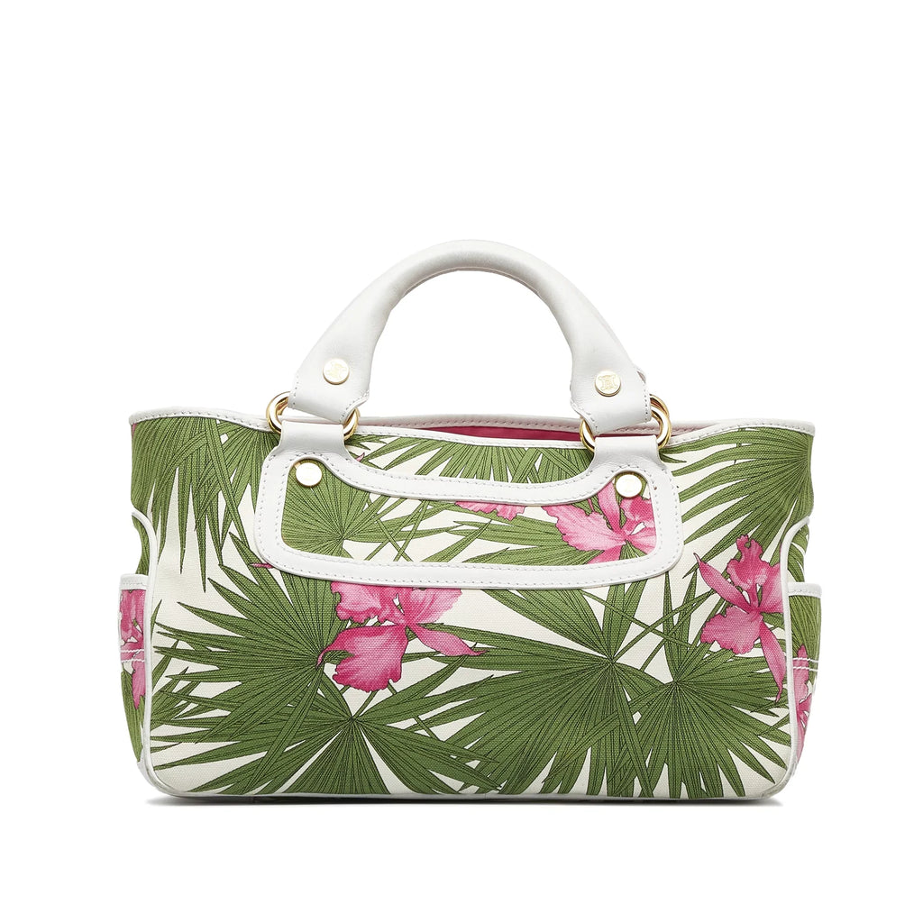 Canvas Green Fabric Top Pre-Owned Authenticated Celine Handbag Unisex Boogie HandleBag (Good)