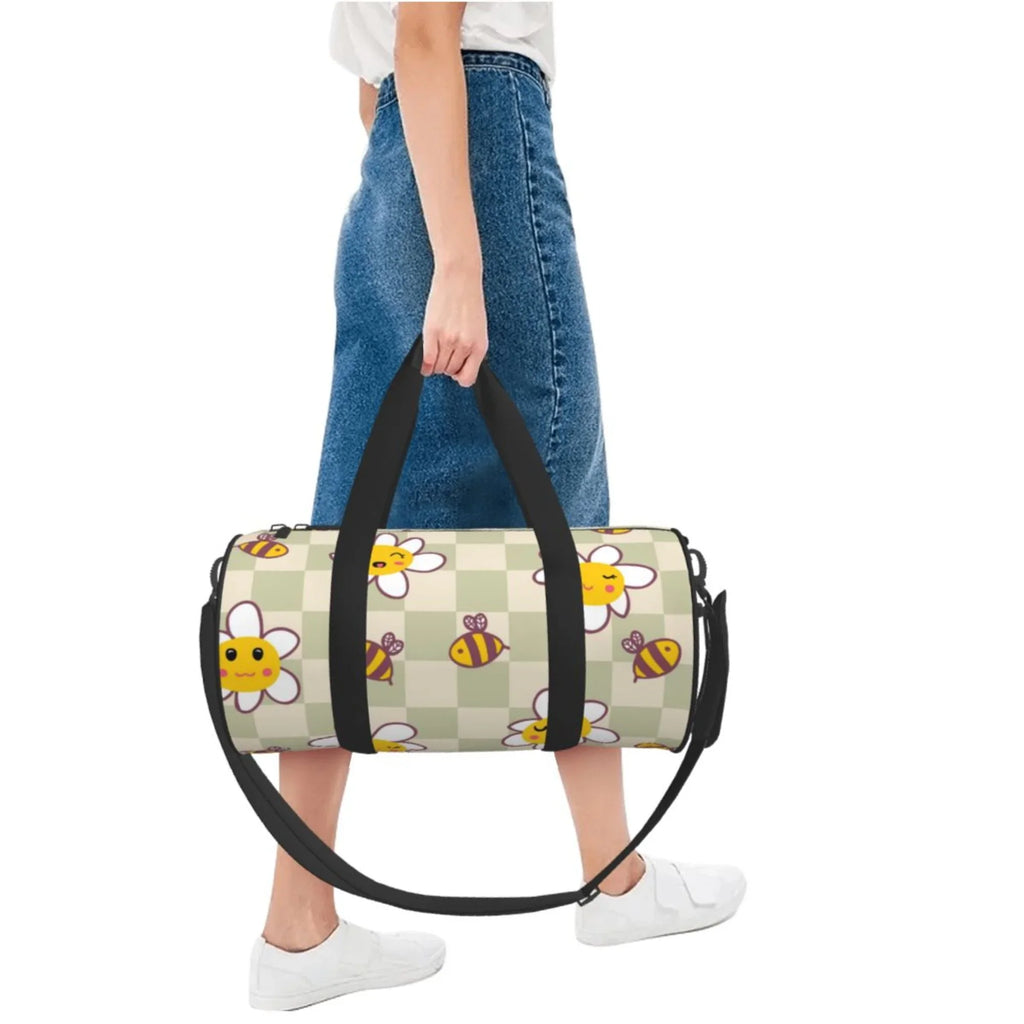 Travel ZICANCN Retro Bag Bees Men Tote Gym Weekenders Women Duffle Sports Daisies Bags Checkerboard Bag, for
