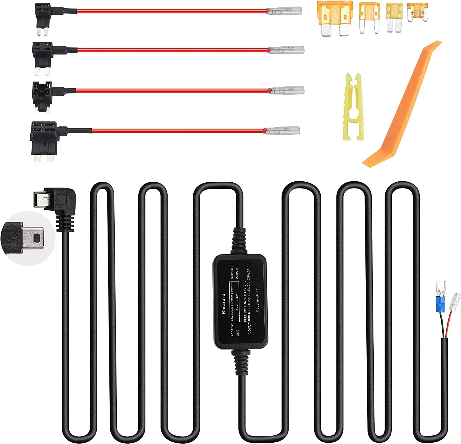 Hardwiring Wire N2 Dash Car T2, with Compatible Camera Kit N2, Pro, Vantrue M2，S1 X4, Dashcam Mini Pro, N1 Hard Kit USB
