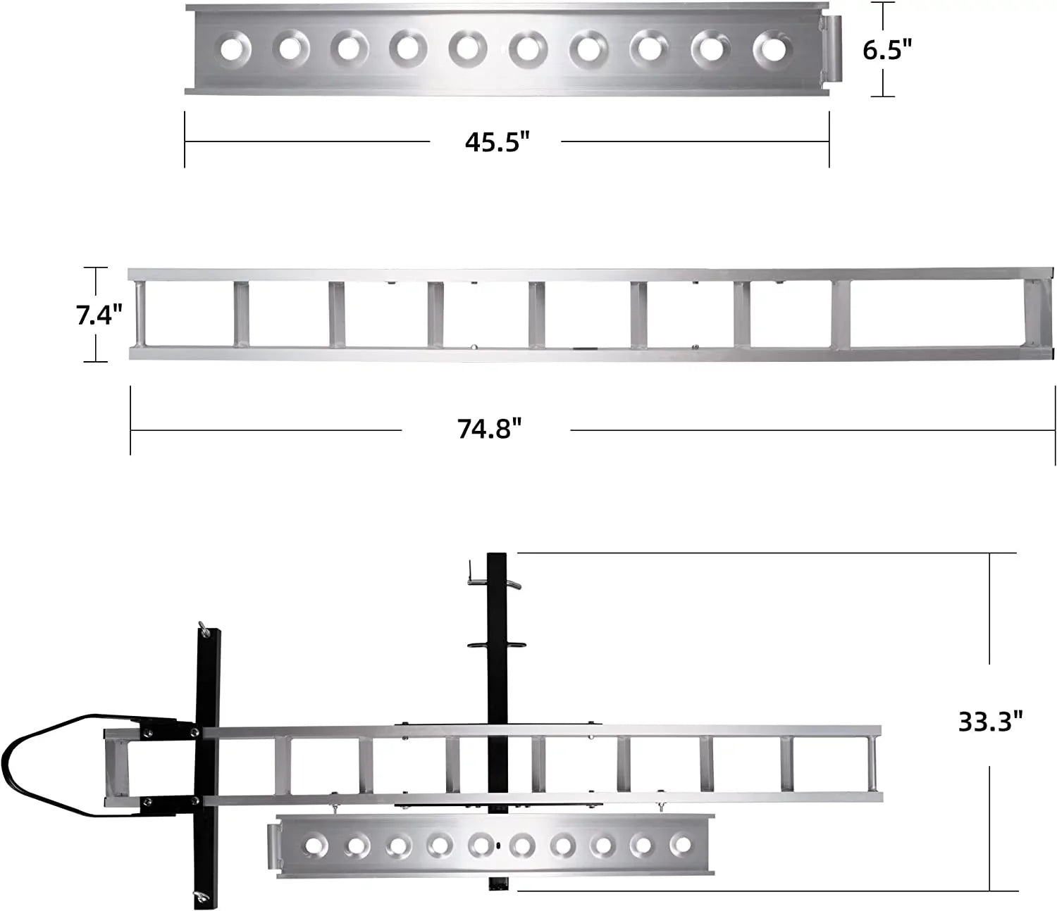 with Carrier Hitch Motorcycle Rack Hitch-Mounted 2" Dirt Carrier Aluminum Scooter Hauler Loading Ramp, receiver Trailer Bike Motorcycle