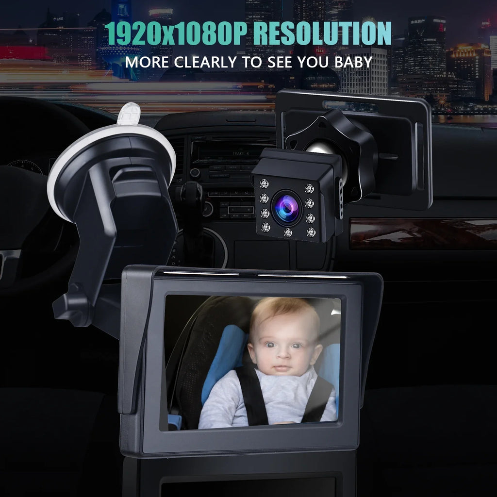 Safety Car Adjustable Crystal Seat Night 5M Cable View 1080P Mirror Baby Mirror Car Clear Long Angle Monitored Camera Car 4.3 Length Inch Mirrors Baby Wide Cameras with Vision