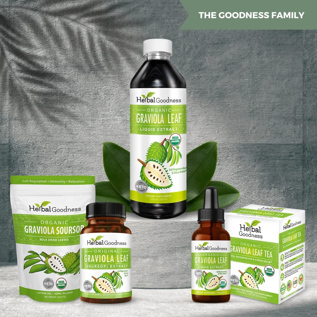 & - USDA Extract - - (Guanabana) Cell Support Soursop Ð & Relief Regeneration Organic, Bottle GMO, Graviola Kosher Liquid Stress Immune 12oz Leaf Ð Leaves Ð Non Boost