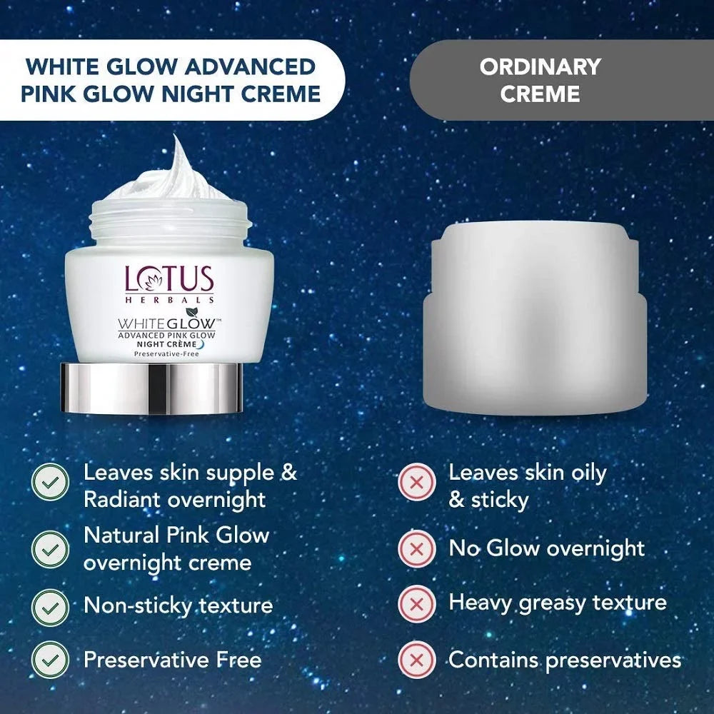 Cream| Whiteglow Skin All For | Advanced Herbals Types Pink Lotus Night 50g Glow