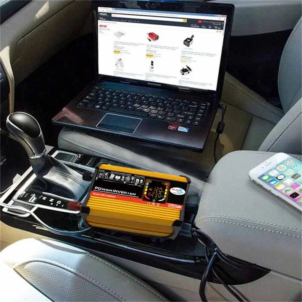 Converter Intelligent Sine Display Car Power USB 6000W Fast 500W Wave Adapter Auto Ports Charger ALLTIMES DC12V-AC220V Inverter Charging Digital Modified 2 Reted