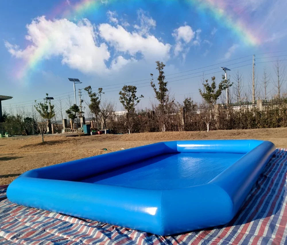 Blower Pool Inflatable Blue 7*7*0.55m with Walking Family for Swimming Techtongda Water Ball