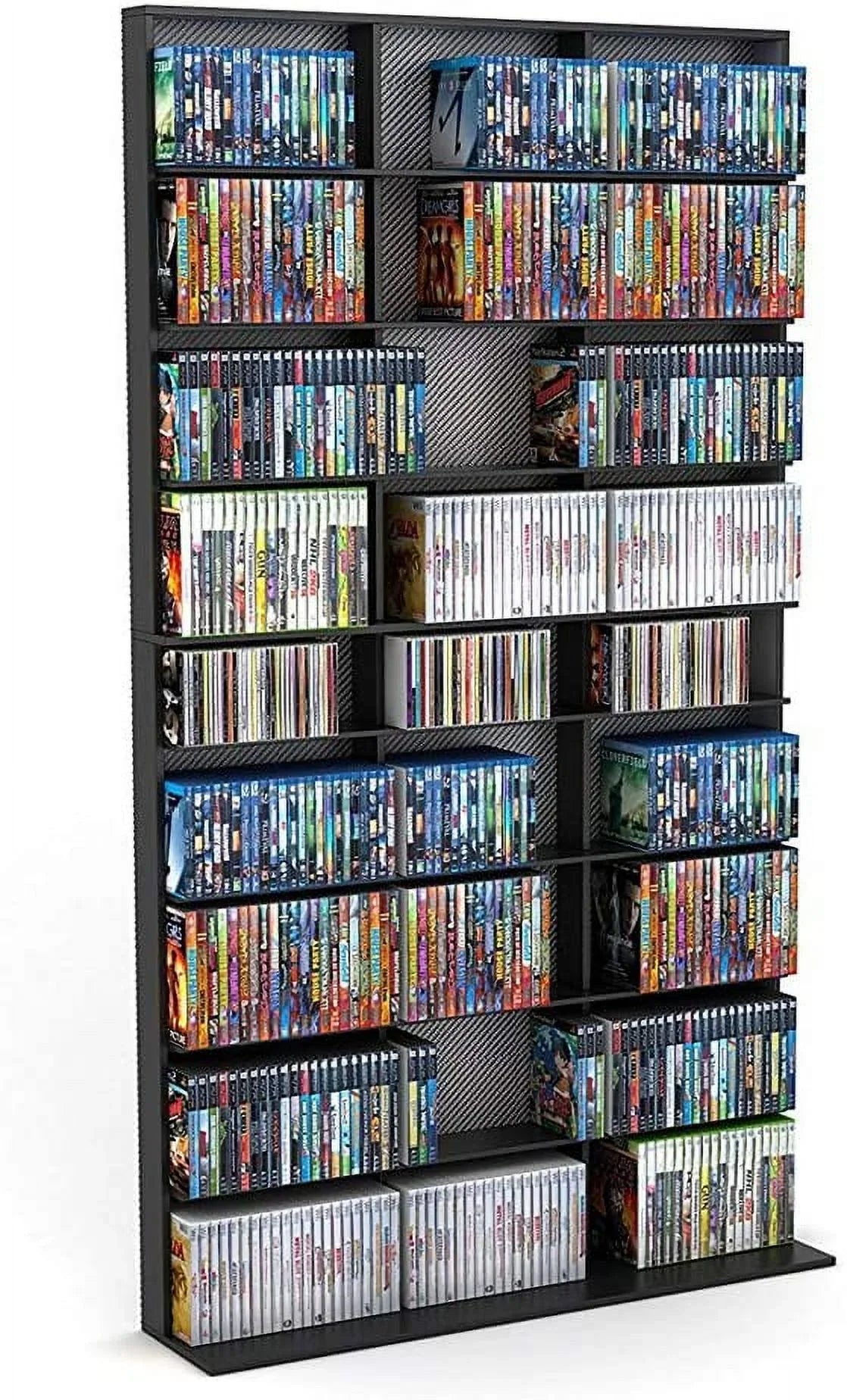 With Games Stores PN35435725 624 - Or s, 9 In Games Fixed 630 Cabinet Large Shelves, Blu-Rays, Storage PS3/PS4 s, Black 531 837 Tower, Media Wii 528
