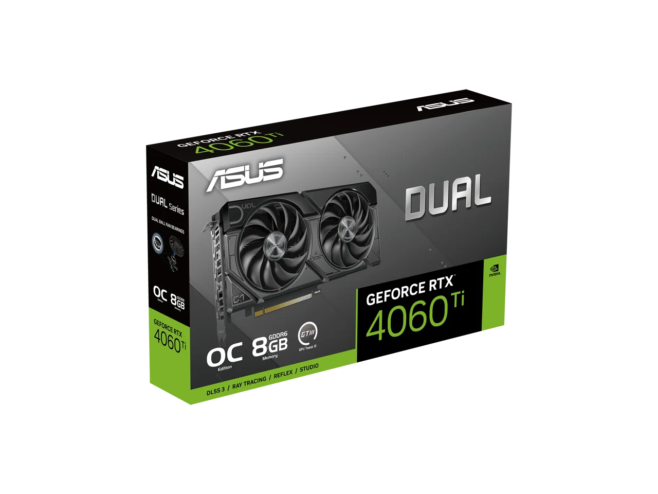 1.4a, Axial-tech Auto-Extreme fan Technology) Dual 4060 design, HDMI 8GB Edition DLSS technology, (PCIe 2.1a, GDDR6 Ti Protective 3, RTX? ASUS 4.0, GeForce DisplayPort 0dB 8GB OC EVO GDDR6, Backplate,