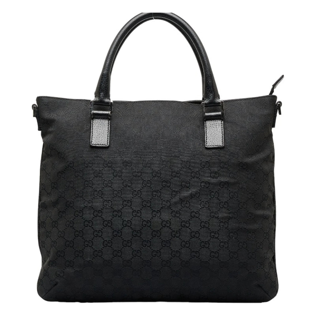 bag 122797 Pre-Owned Gucci leather (Good) GG tote black ladies handbag GUCCI canvas