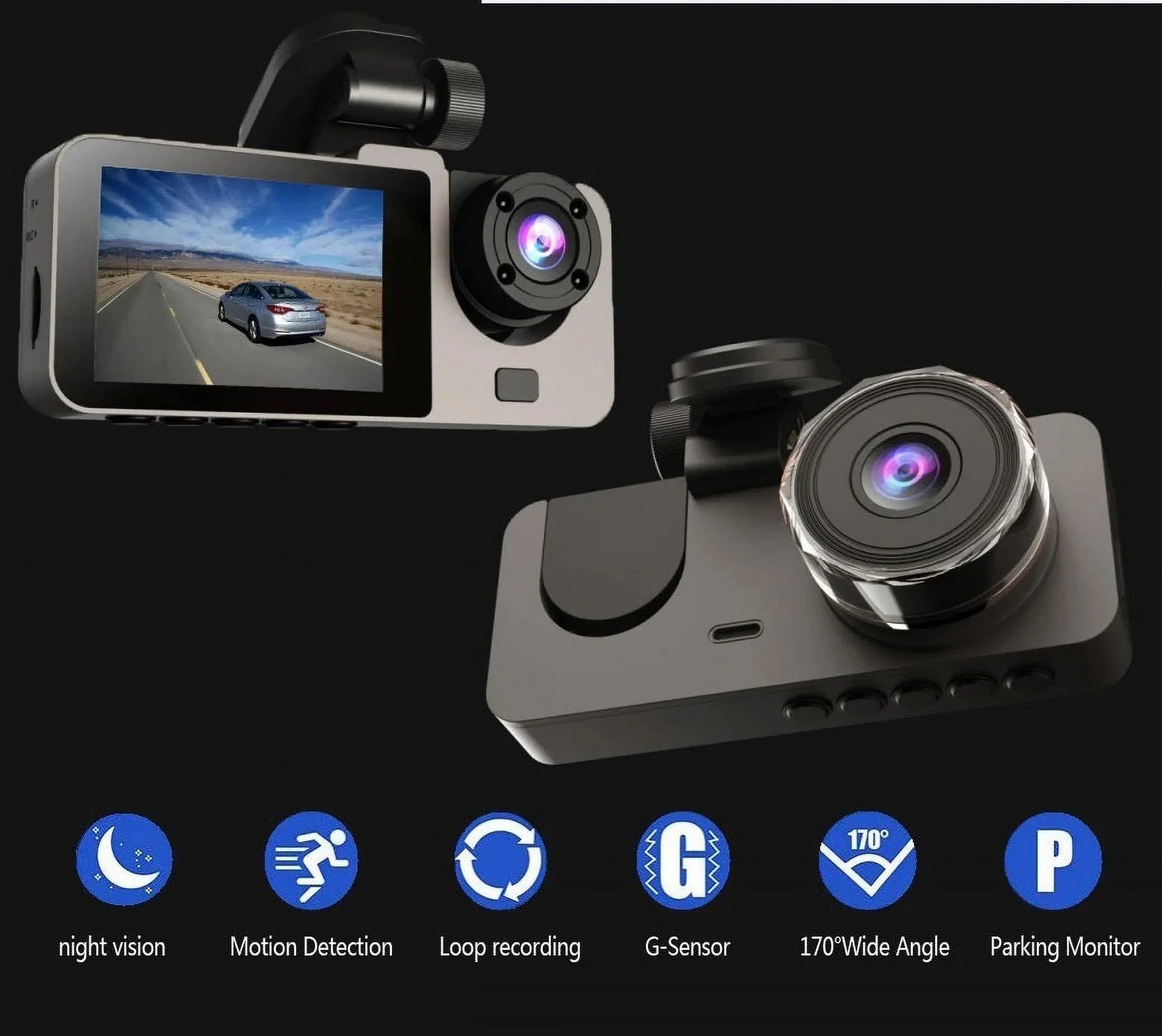 Video Camera Vision Car Car Recorder. DVR 3 Night Dash