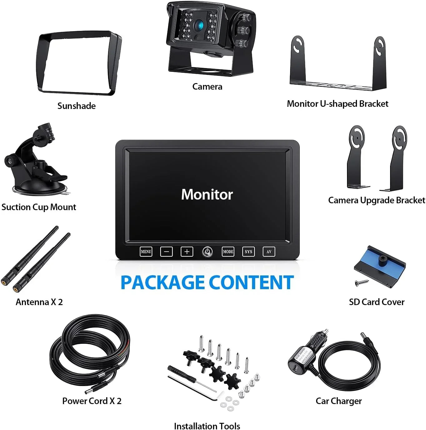 DVR IP69K Split 7'' ZEROXCLUB Camera Truck/RV/Trailer/Bus-B701 1080P for Backup Touch Waterproof HD Monitor Wireless Night Vision