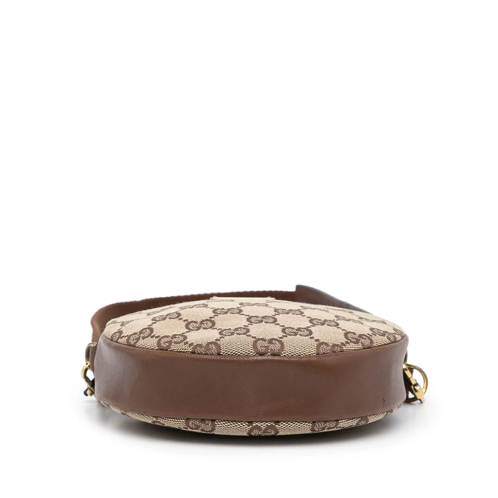 Crossbody Fabric Authenticated Bag Gucci Brown GG (Good) Round Pre-Owned Unisex Canvas Crossbody