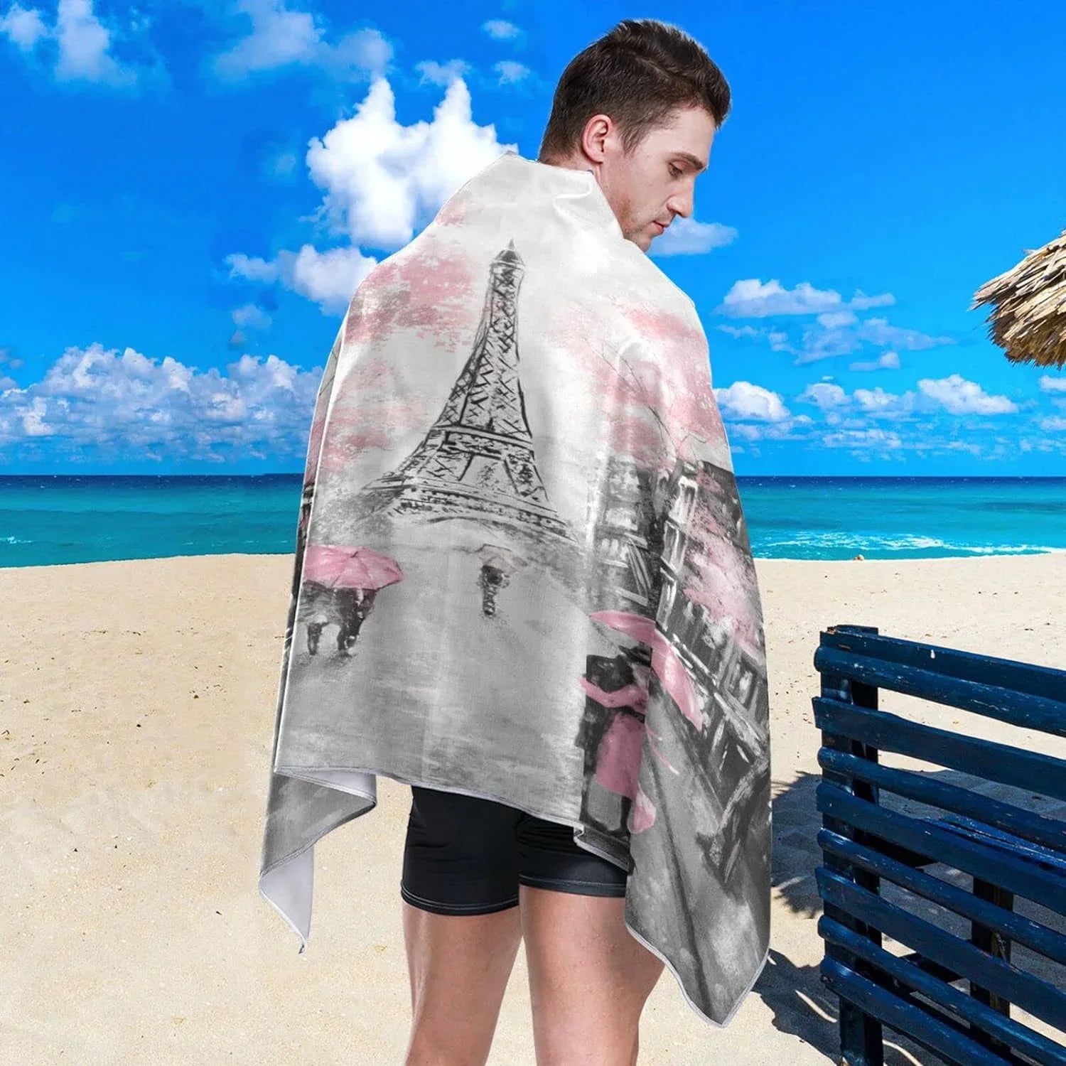 Beach Oversized Shower Tower Microfiber Bath Romantic Towel 30”X60” Towel, Quick Free Sand Towel Paris Dry Pool Bestwell Swim Thin Blanket, Towel Eiffel Lightweight Multipurpose Yoga