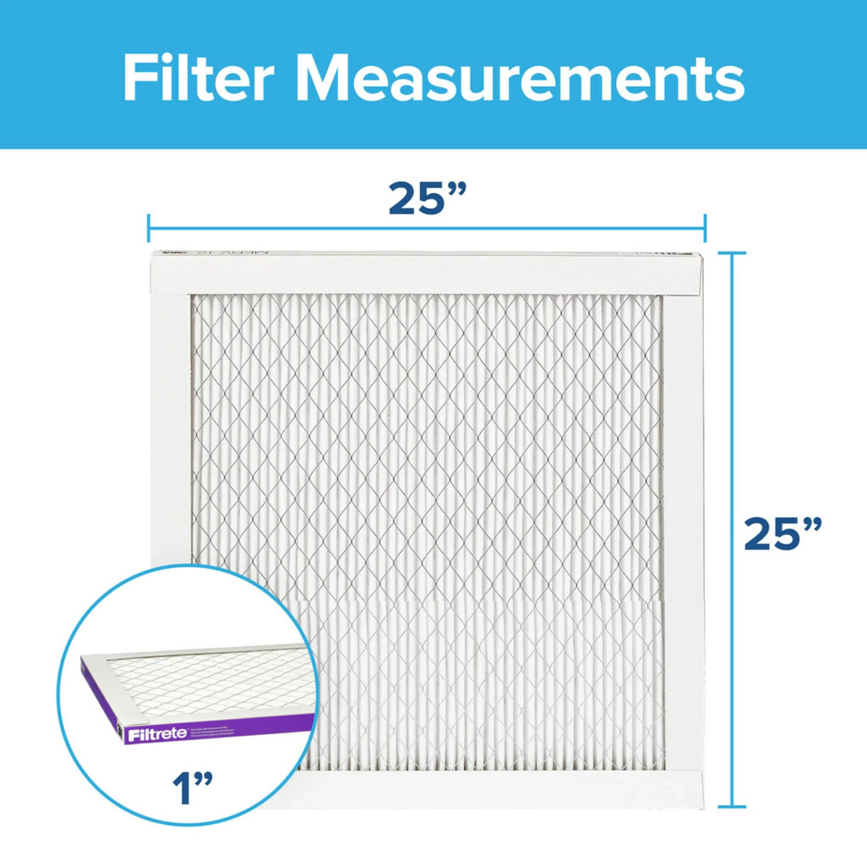 Bacteria Filtrete Filter, Filter 1500 1 MERV 25x25x1 12, Allergen, and Virus, MPR Air